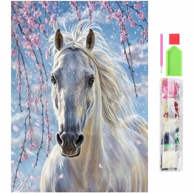 Haft Diamentowy 5D Koń - Mozaika Diamond Painting Zestaw 40x30cm