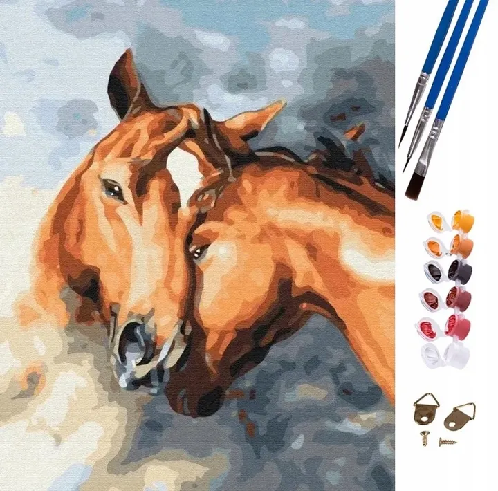 Malowanie po numerach Konie 47x58 cm - płótno obraz do malowania