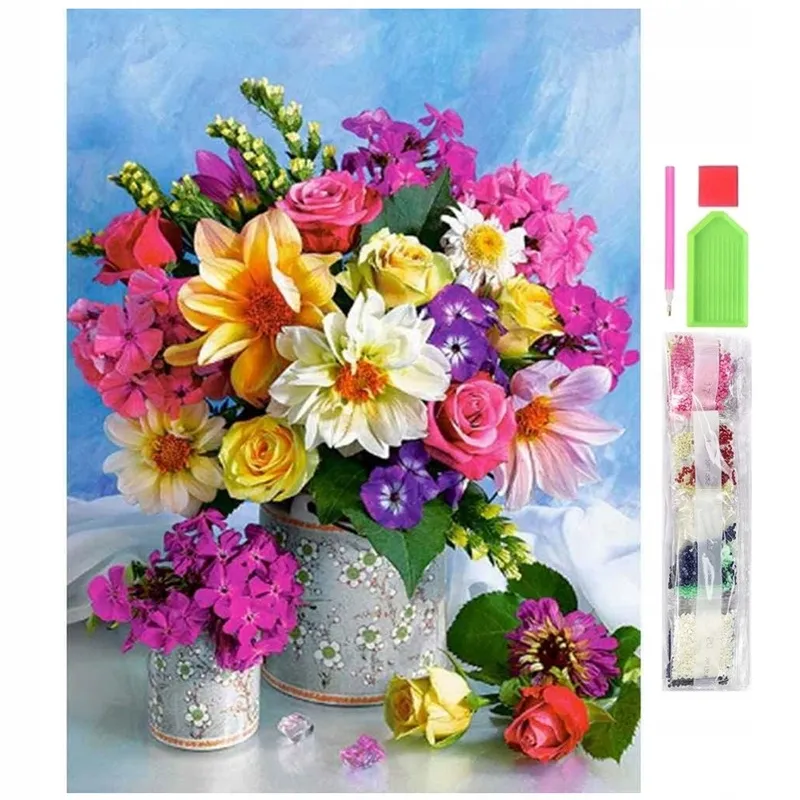 Haft diamentowy koraliki mozaika Diamond Painting 30x40 cm Kwiaty