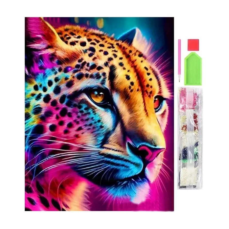 Haft Diamentowy Gepard 30x40 cm – Zestaw Diamond Painting Mozaika