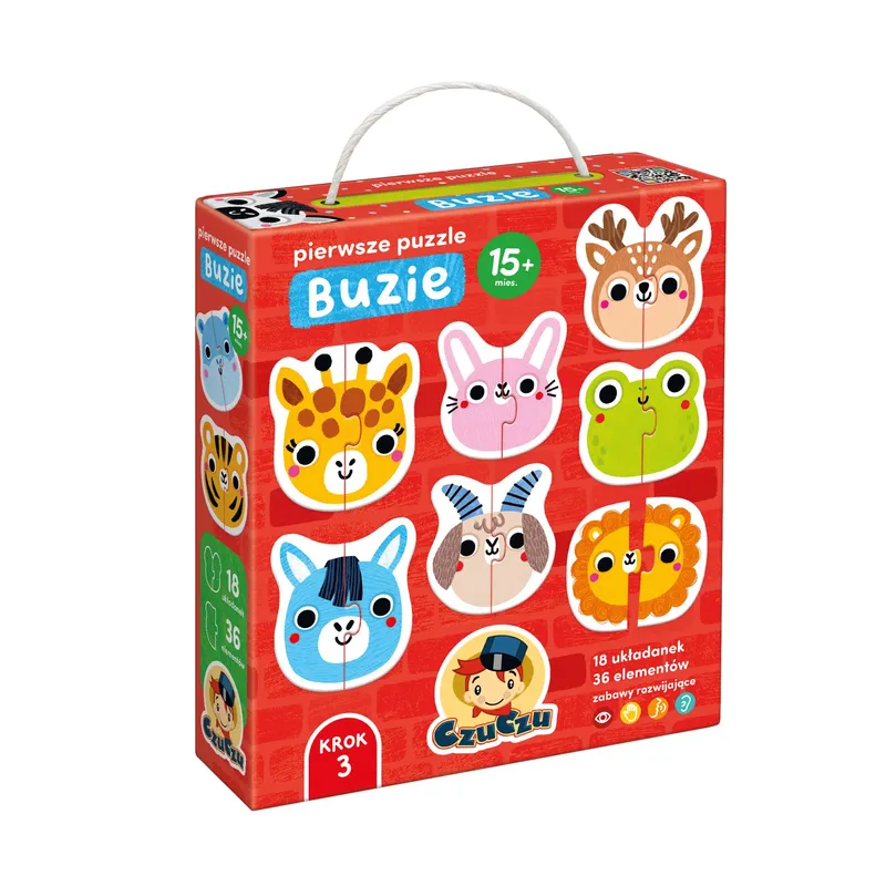 Czuczu pierwsze puzzle buzie zwierzątka układanka solidna dla maluszka 15m+