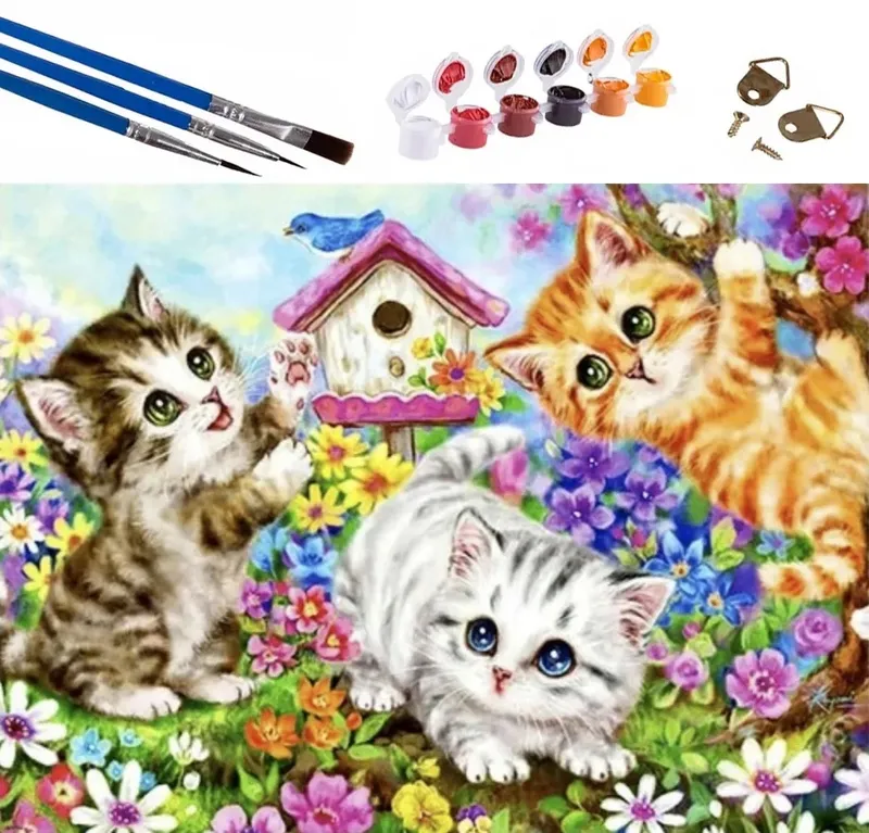 Malowanie po Numerach Kotki 47x58 cm – Obraz na Płótnie