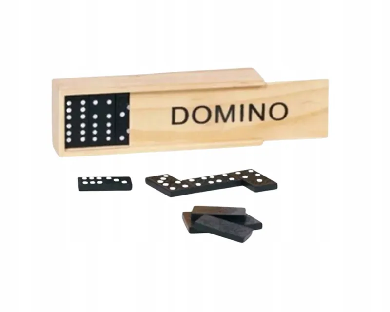 Domino Drewniane 28 Elementów – Klasyczna Gra Rodzinna w Pudełku