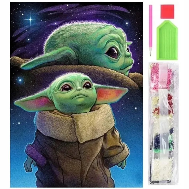Haft Diamentowy 5D Baby Yoda - Mozaika Diamond Painting 30x40cm