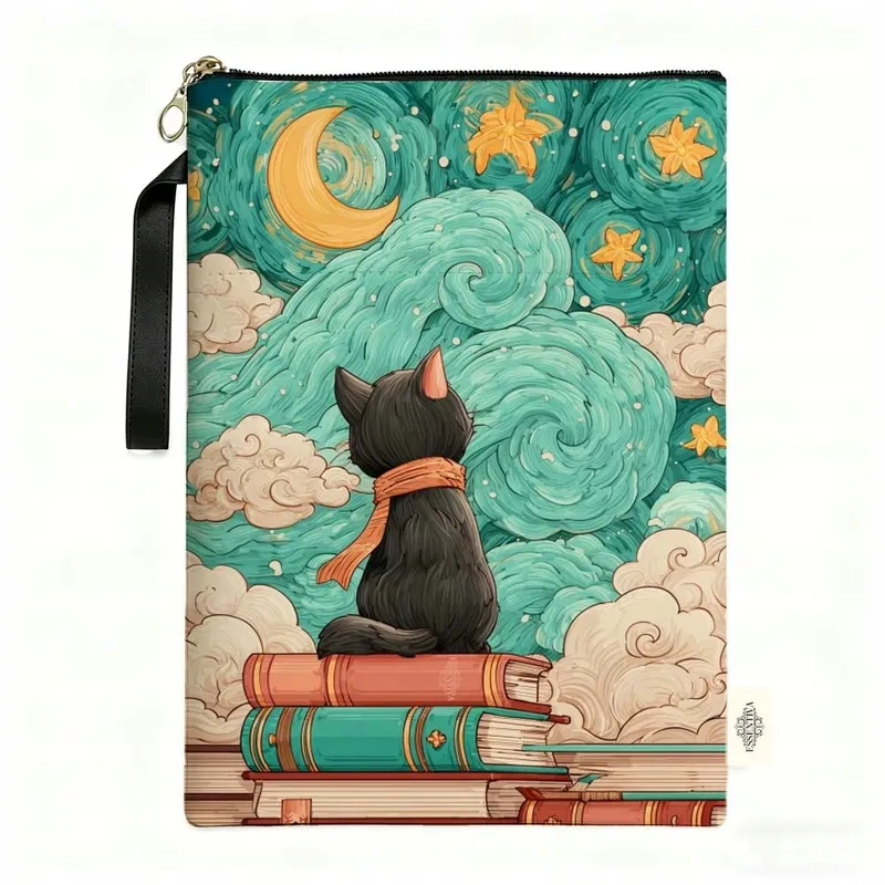 Pokrowiec otulacz etui okładka na książkę kot na książkach21cm x 30cm