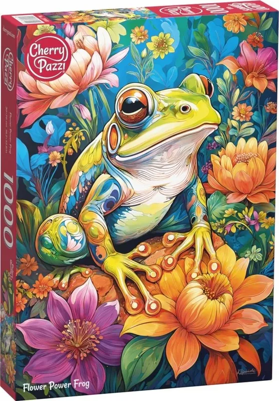 Puzzle 1000 elementów CherryPazzi Flower Power Frog Żaba Kwiaty