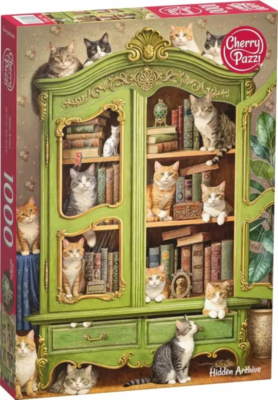 Puzzle 1000 elementów Cherry Pazzi Hidden Archive Kredens Koty