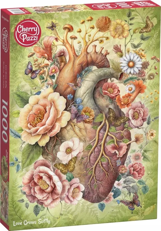 Puzzle 1000 elementów Cherry Pazzi Love Grows Softly Botaniczne Serce