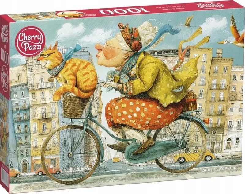 Puzzle 1000 elementów Cherry Pazzi Super Grandma Babcia na Rowerze