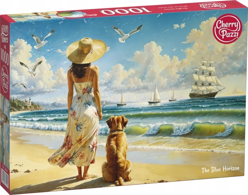 Puzzle 1000 elementów Cherry Pazzi The Blue Horizon Plaża Spacer z Psem