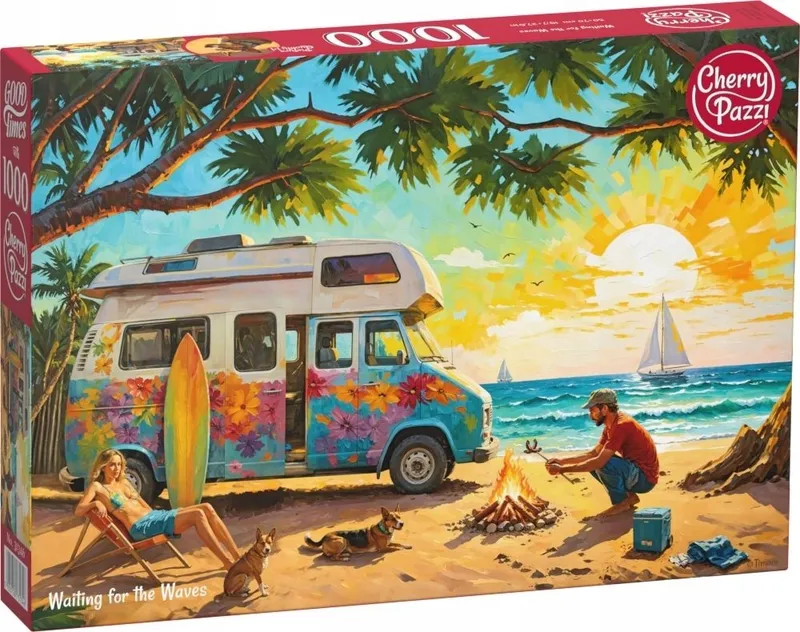 Puzzle 1000 elementów Cherry Pazzi Waiting for the Waves Plaża Kamper