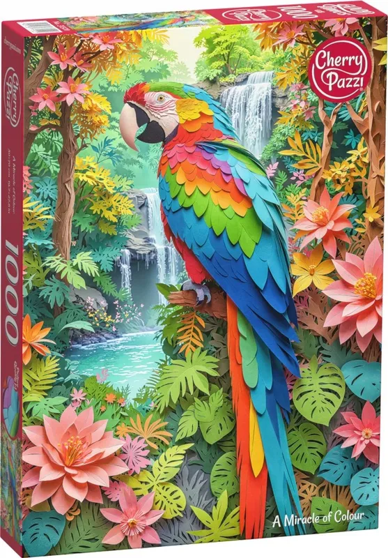 Puzzle 1000 elementów Cherry Pazzi A Miracle of Colour Papuga Kwiaty