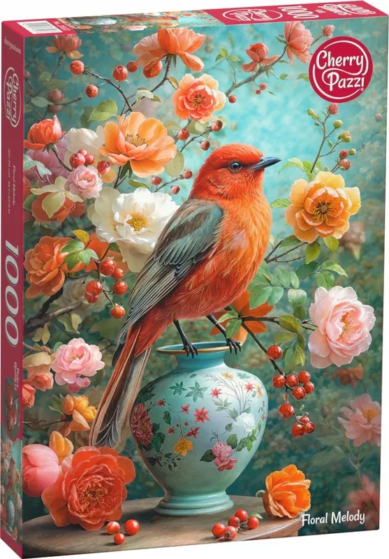 Puzzle 1000 elementów Cherry Pazzi Floral Melody Ptaszek Kwiaty