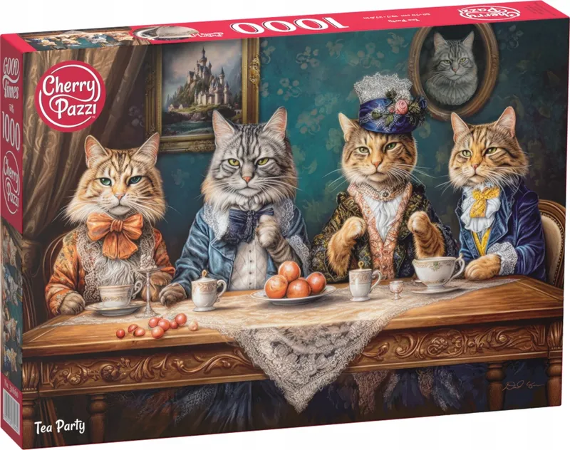 Puzzle 1000 elementów CherryPazzi Tea Party Koty