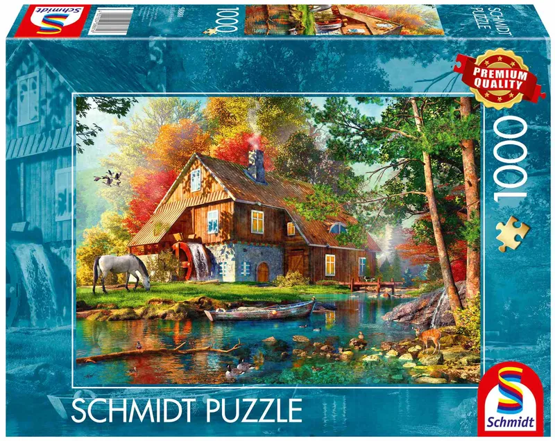 Puzzle 1000 elementów Młyn wodny piękną jesienią - Schmidt Spiele