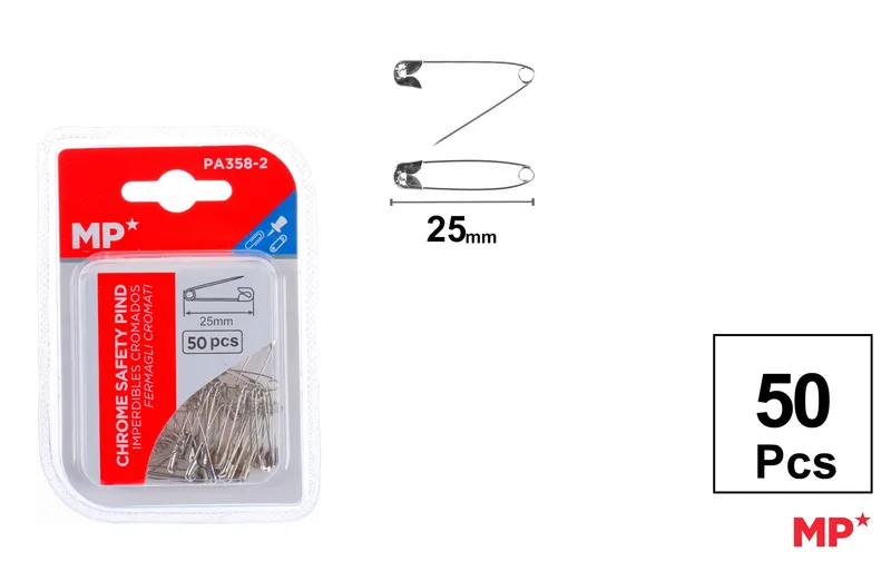 Agrafki MP srebrne 25mm, 50 sztuk, artykuły szkolne Main Paper
