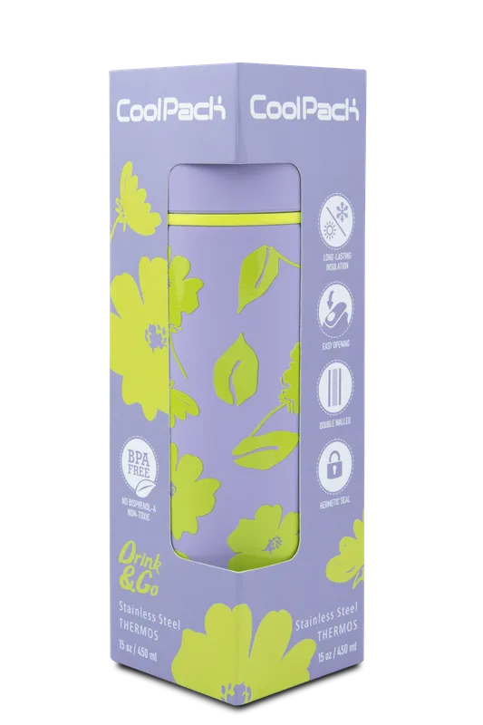 Bidon 450ml metalowy z kubeczkiem Coolpack Vectis Flores Lila