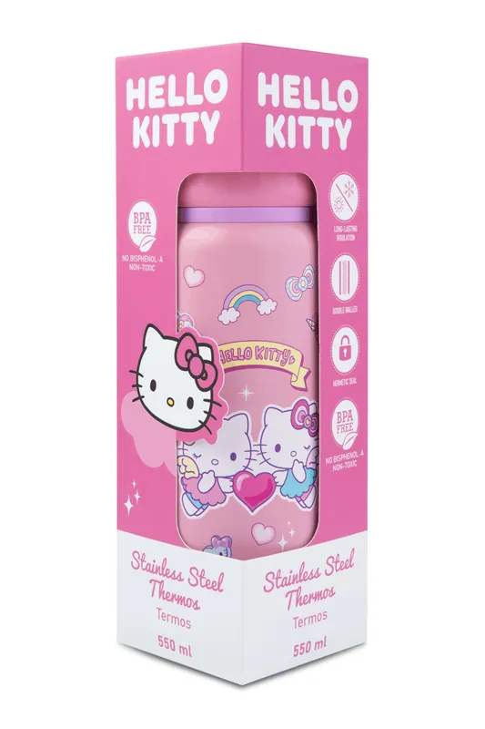 Bidon 550ml metalowy termos Hello Kitty Light Pink, Patio