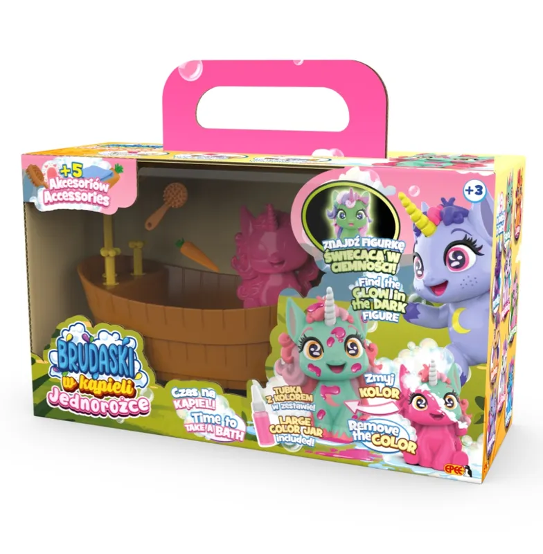 Brudaski w kąpieli, Jednorożec Cukiereczek, zestaw z akcesoriami, Epee