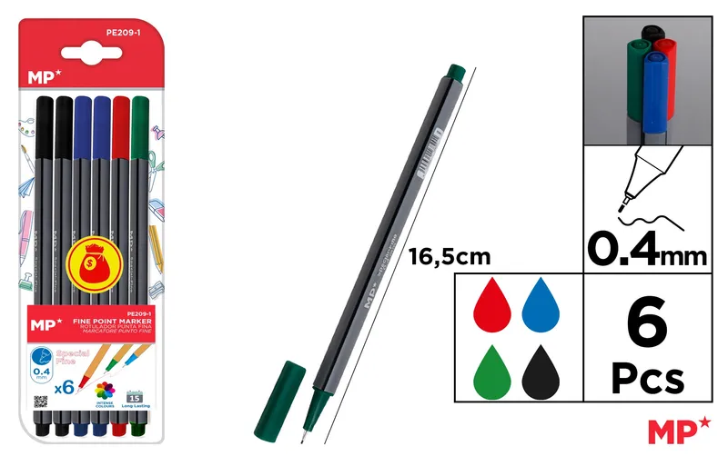 Cienkopis MP 0.4mm 6szt. blister