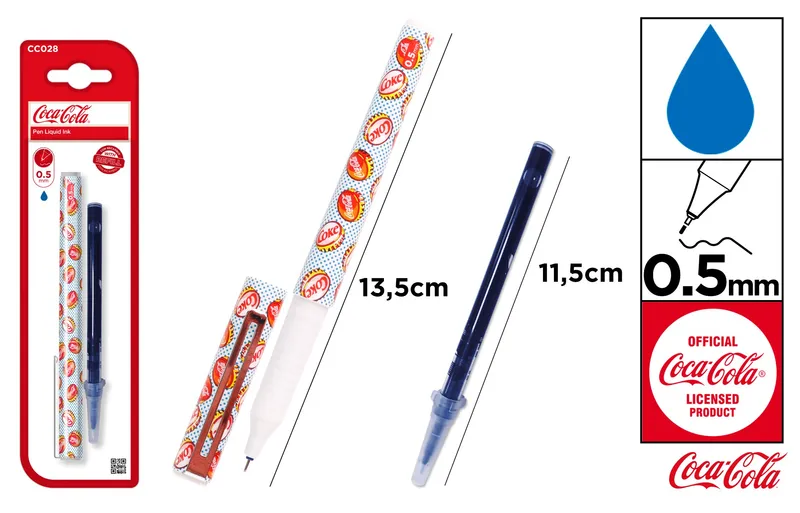 Cienkopis z wkładem wymiennym 0,5mm z logo Coca-Cola blister