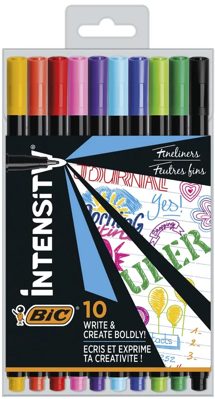 Cienkopisy BIC Intensity Fine AST+FUN, etui 10 kolorów
