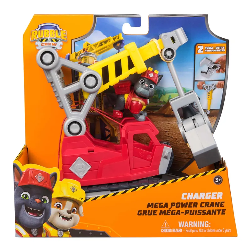 Ciężarówka z dźwigiem, figurka Chargera, Psi Patrol Rubble