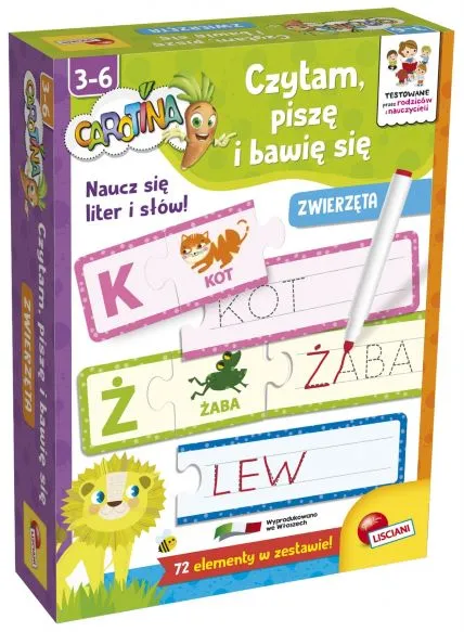 Czytam, piszę i bawię się, zwierzęta, gra edukacyjna Carotina