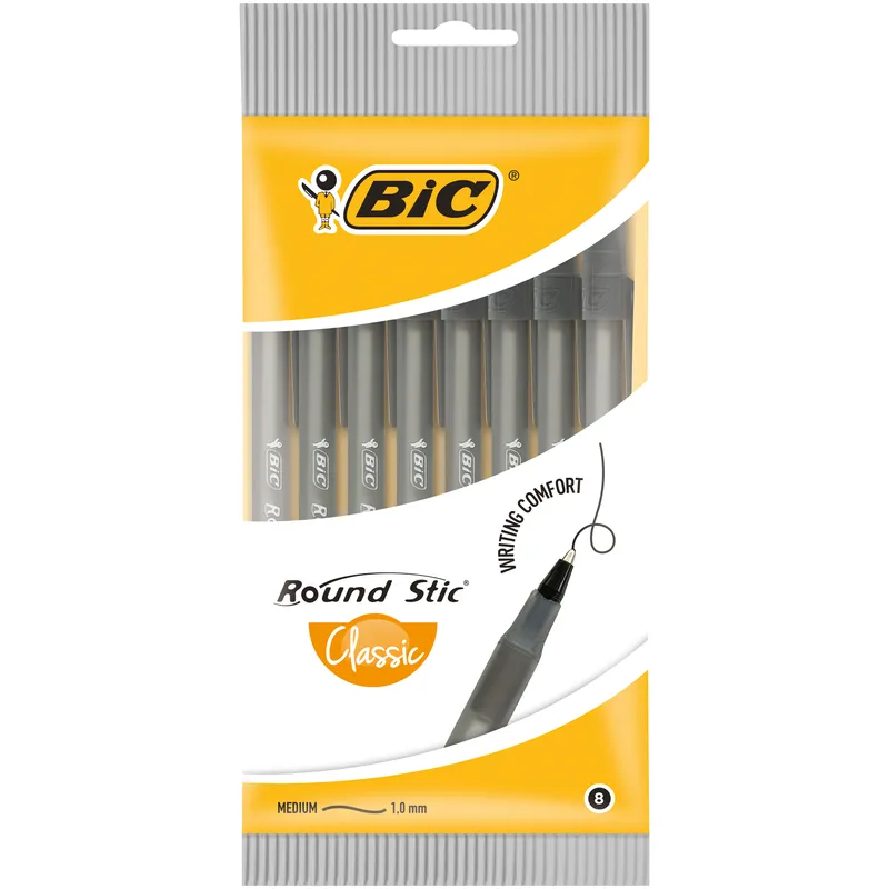 Długopisy BIC Round Stic Classic czarne pouch 8szt