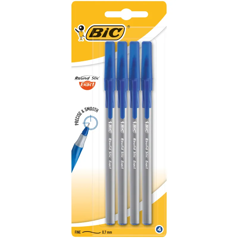 Długopisy BIC Round Stic Exact niebieskie, 4 szt.