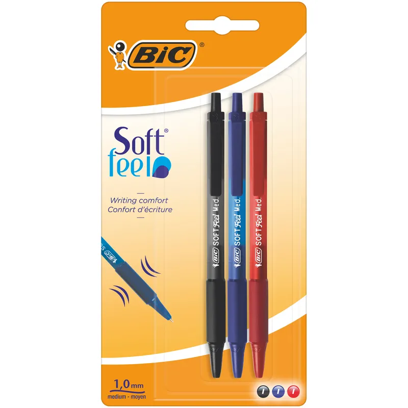 Długopisy BIC Soft Feel mix kolorów, 3 szt.