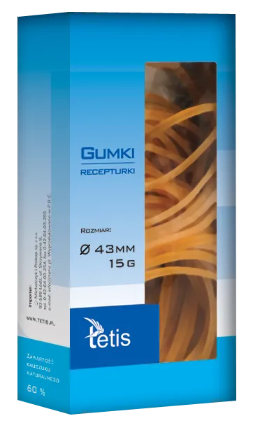 Gumki recepturki 43mm 15g, Tetis, artykuły biurowe