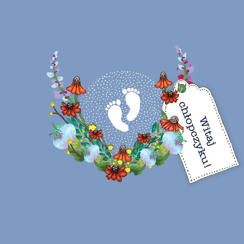 Karnet Swarovski Narodziny Witaj chłopczyku, kwadrat CL3412