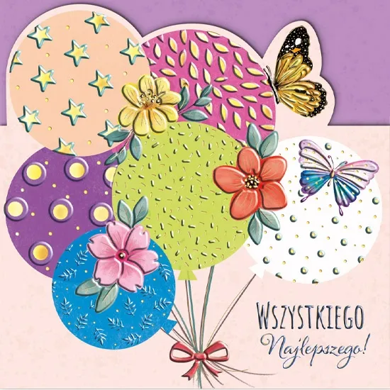 Karnet wycinany KW Balony z motylami
