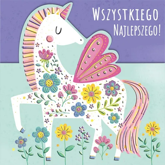 Karnet wycinany KW Pegaz, karnet okolicznościowy z kopertą