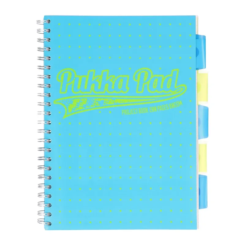 Kołozeszyt Pukka Pad A4 Project Book Neon Dots, niebieski