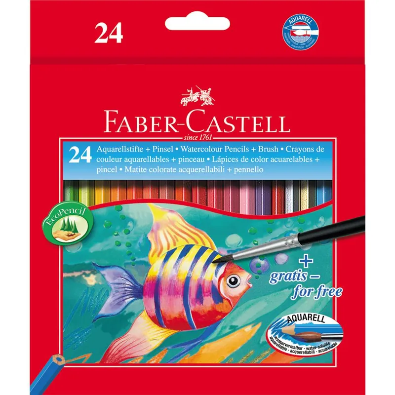 Kredki akwarelowe z pędzelkiem Rybka Faber-Castell 24 kolory