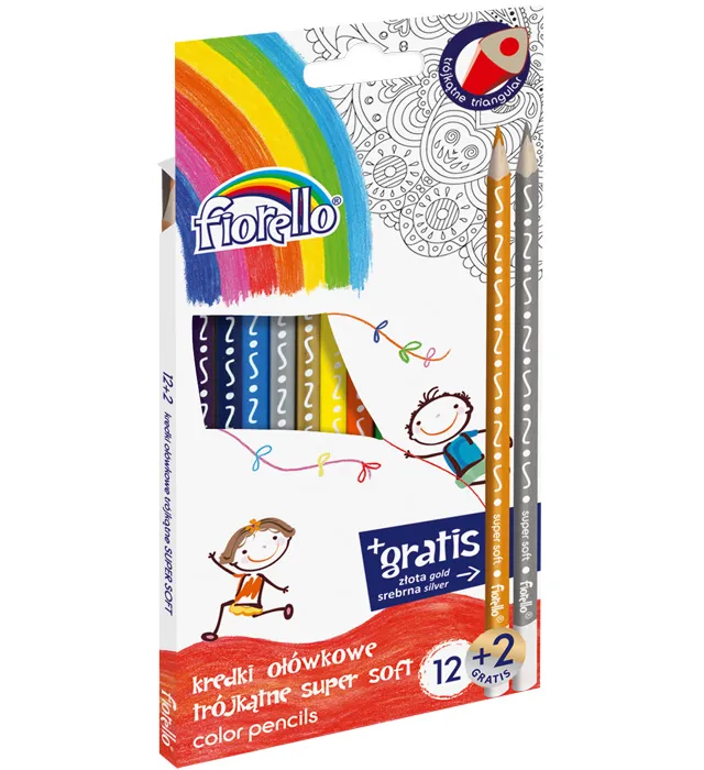 Kredki ołówkowe Super Soft Fiorello 12 kolorów + 2 gratis