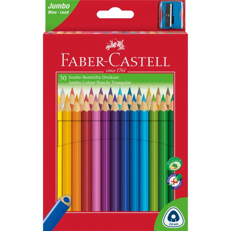 Kredki ołówkowe trójkątne jumbo Faber-Castell 30 kolorów