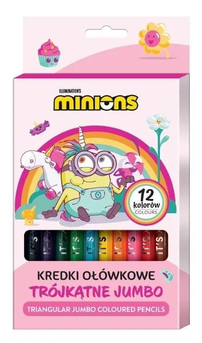Kredki ołówkowe trójkątne Jumbo Minionki 12 kolorów