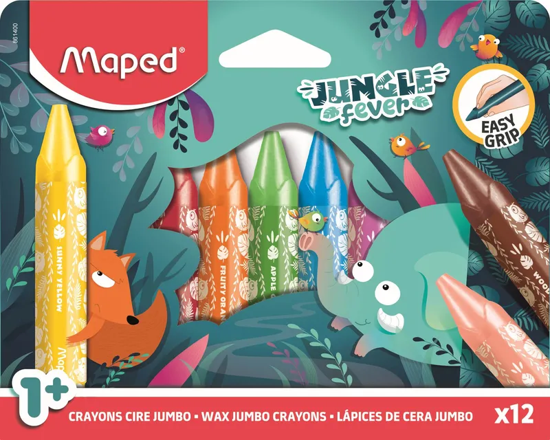 Kredki świecowe Jumbo Jungle Fever 12 kolorów