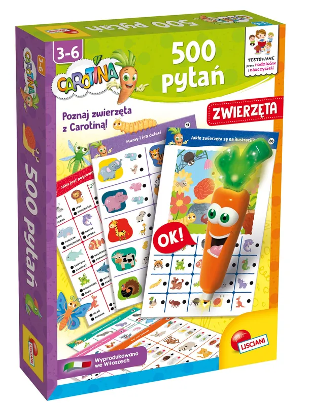 Lisciani Carotina 500 pytań, zabawki edukacyjne o zwierzętach