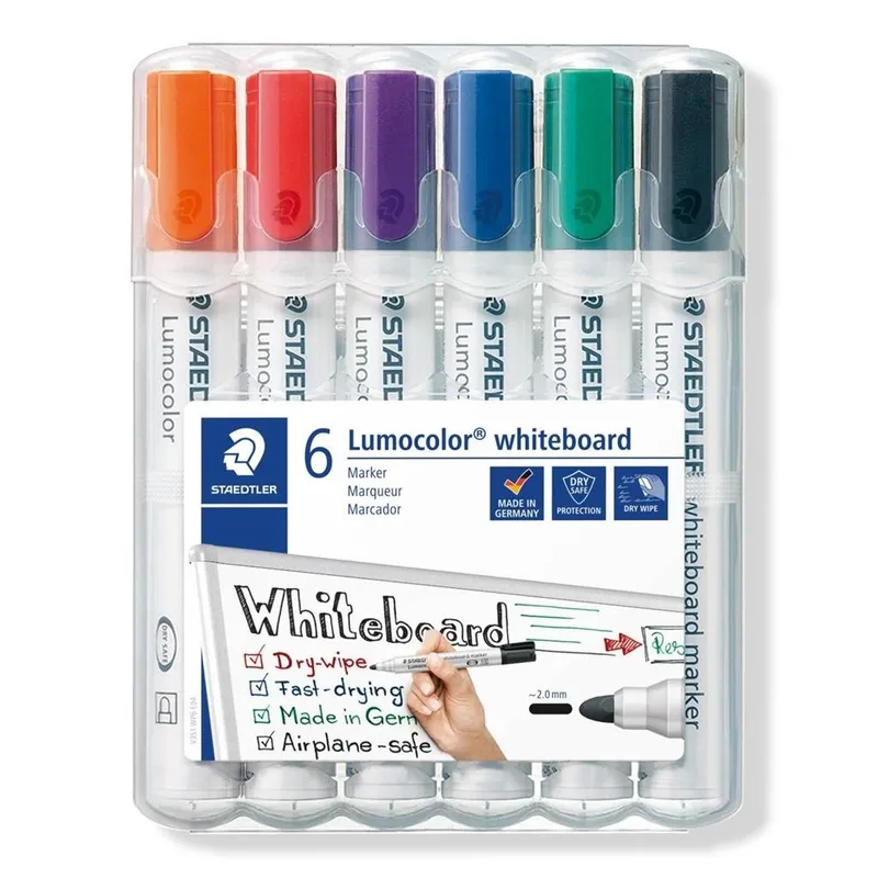 Marker Staedtler Lumocolor do tablic, 6 kolorów