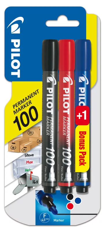 Marker permanentny Pilot SCA-100 Set, 2+1, 3 kolory