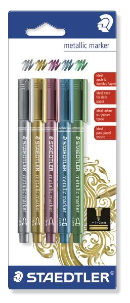 Marker Staedtler metaliczny, okrągła końcówka, 5 kolorów