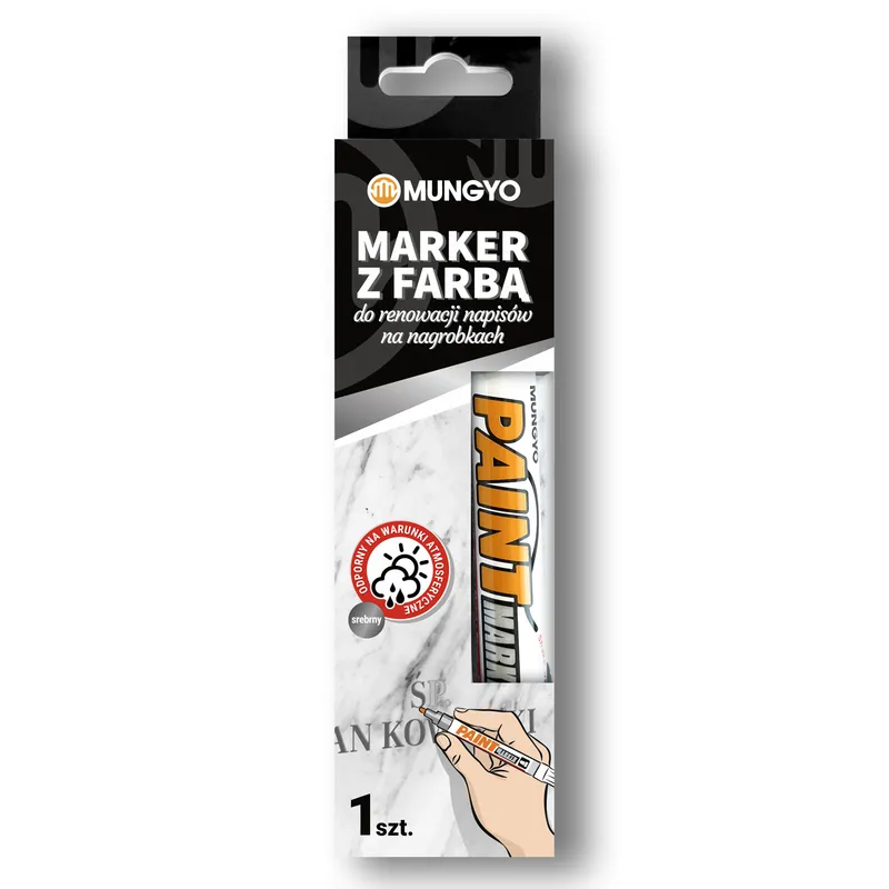 Marker z farbą do renowacji napisów na nagrobkach srebrny Mungyo