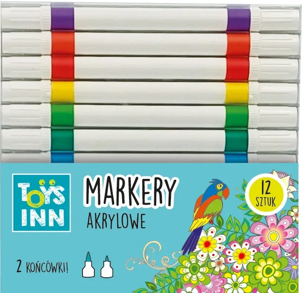 Markery akrylowe dwie końcówki 12 kolorów ToysInn STN 9162