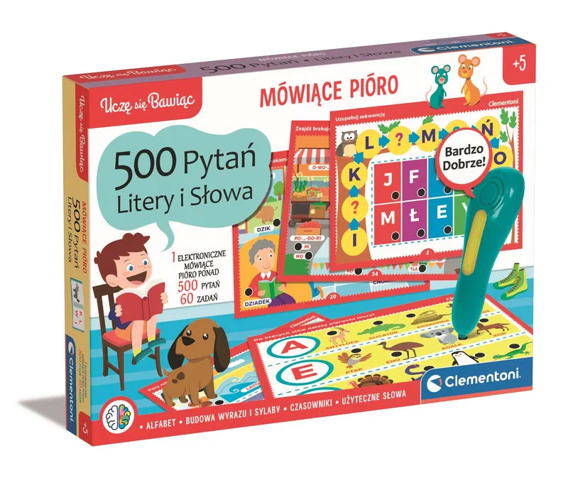 Mówiące pióro 500 pytań, litery i słowa, gra Clementoni