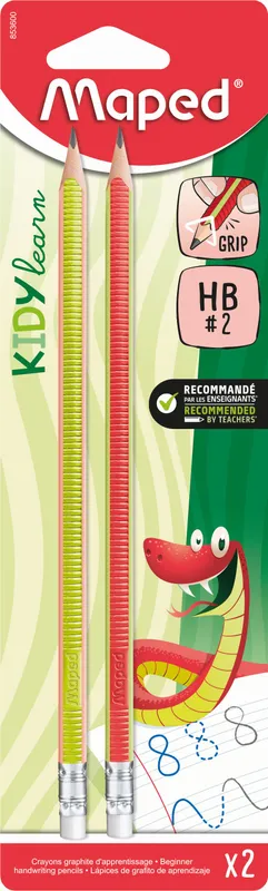 Ołówek z gumką Kidy Learn Grip antypoślizgowy HB blister 2 szt.