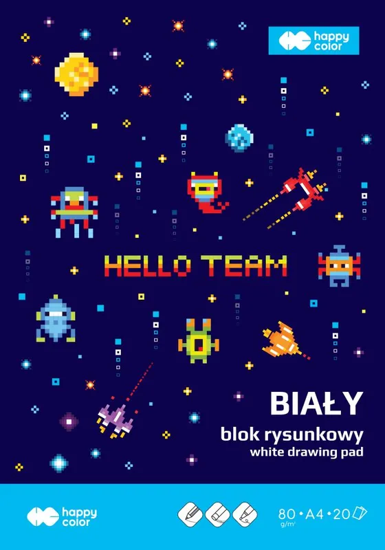 Blok rysunkowy biały A4 Pixi Planet 80g 20 ark. 20 szt.
